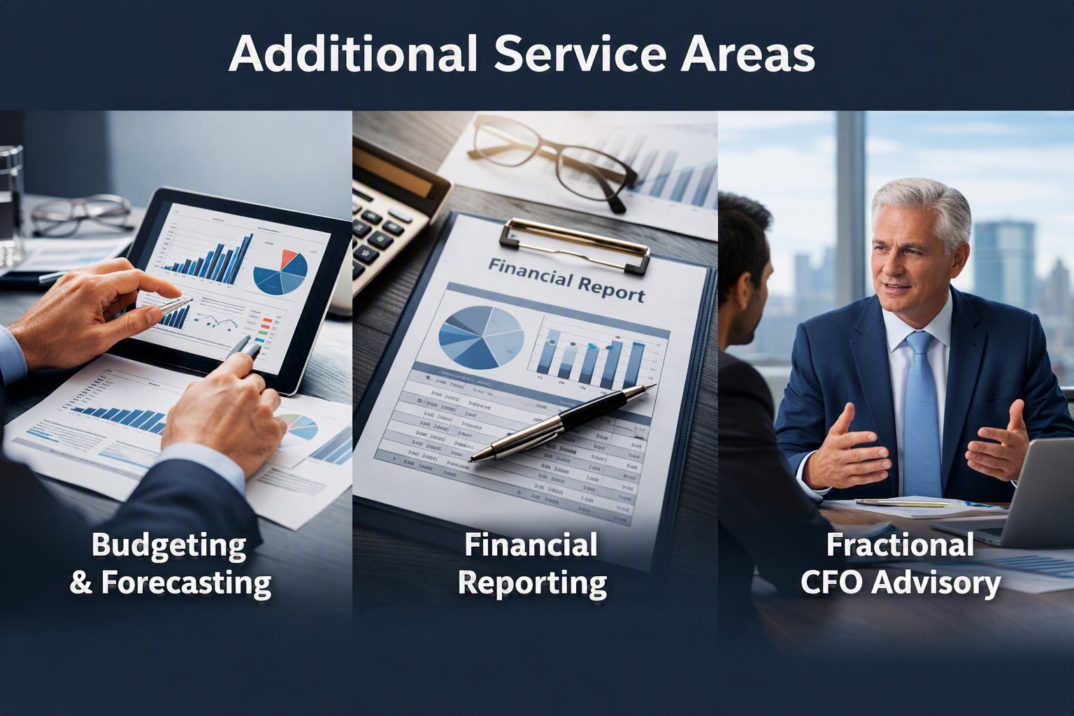 Budgeting, financial reporting, and fractional CFO advisory