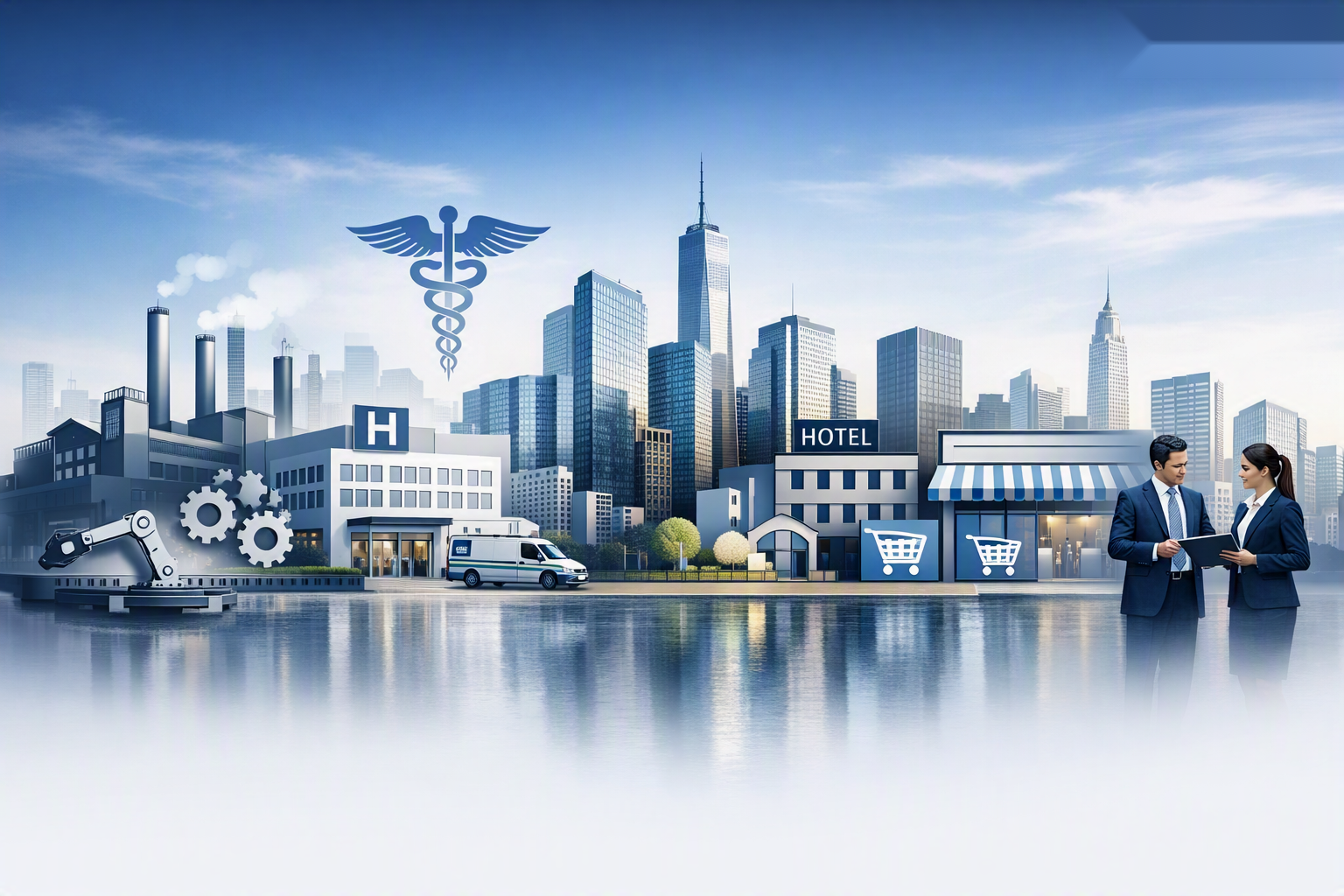 Manufacturing, healthcare, hospitality, retail, distribution, and professional service industries